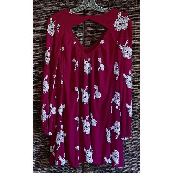 Free People Embroidered Austin Dress Long Sleeve Emma Boho Babydoll XS Fuchsia - Picture 7 of 9